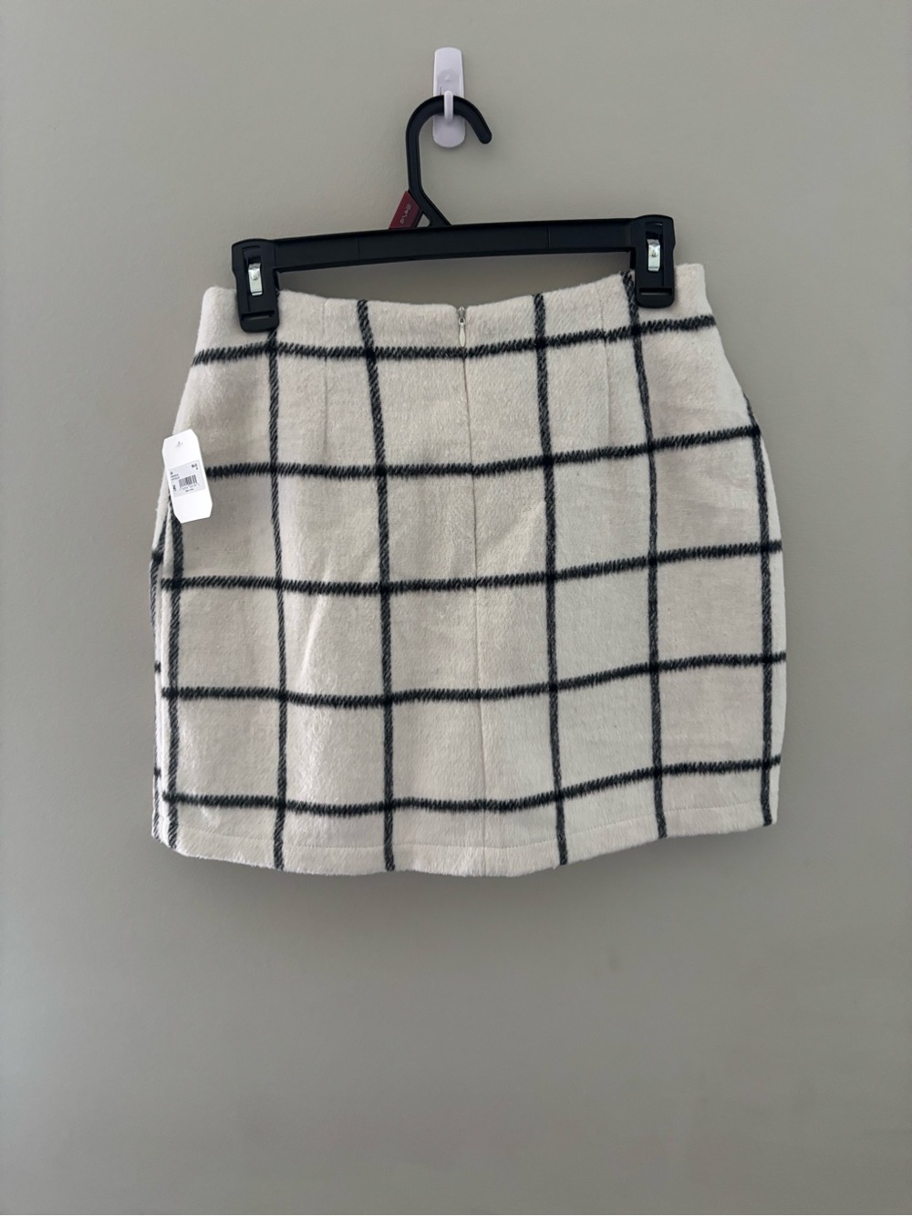 Altar'd State Ivory Mini Skirt with Black Windowpane Check and Side Slit Size M - Picture 6 of 8